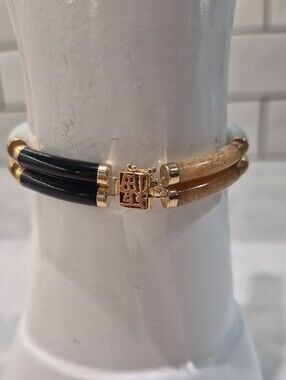 14k Jade and Jadeite  Bracelet